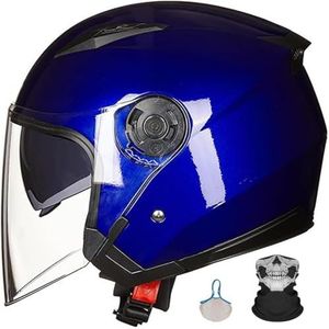 Vintage Stijl Motorhelm Met Bluetooth Open Helm Met Dubbele Zonneklep 3/4 Halfgezicht Motorcrashhelm DOT/ECE Goedgekeurde Scootercruiser Voor Volwassenen Mannen Vrouwen 3,XXL