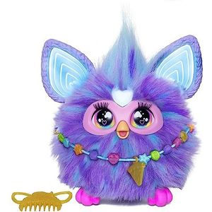 Furby Paars, 15 modeaccessoires, interactieve pluche speelgoed voor 6-jarige meisjes en jongens en hoger, spraakgestuurde Animatronic - English version