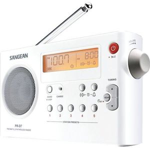 Sangean PR-D7 draagbare radio (FM/MW-tuner, hoofdtelefoonaansluiting, wekfunctie, net/batterijen) wit