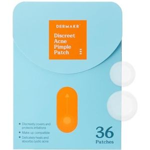 DERMAKR Discrete acne puistje patch/spot cover & behandeling oplossing cystisch/hydrocolloïde gezichtsstickers/waterdichte en bacterievrije patches snelle genezende puistjes (2 stuks) 36 patches (2