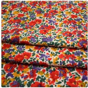 Geborduurde katoenen corduroy stof, Sweet Cute Flower Corduroy Fabric Autumn Winter Cotton-Padded Dress Trousers Sewing Tela(Color-03)