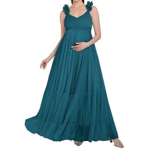 AHERKLL Puffy Tule Robe Zwangerschap Jurk Voor Fotoshoot 3D Bandjes Lingerie Baby Douche Zwangerschap Fotografie Dressing HAH058, Turkoois, 32