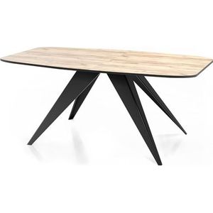 WFL GROUP Eettafel Foster in industriële stijl, rechthoekige tafel, uittrekbaar van 180 cm tot 220 cm, gepoedercoate zwarte metalen poten, 180 x 90 cm (eiken craft, 180 x 90 cm)