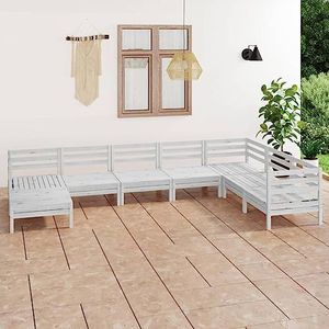 DIGBYS 8 Delige Tuin Lounge Set Massief Hout Grenen Wit
