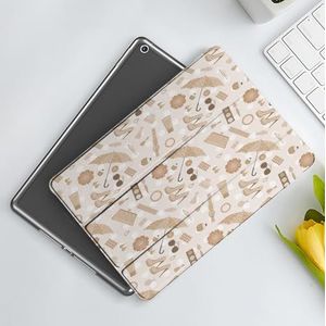 CONERY Hoesje compatibel iPad 10.2"" (9e/8e/7e generatie) Beige, chique vintage stijl grafische met mooie polky dot paraplu's hakken portemonnees trendy kunst atief, B, Slim Smart Magnetische Cover met