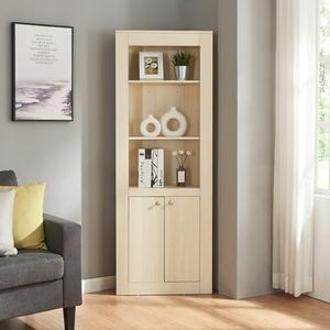 [en.casa] Boekenkast Eura open kast met 2 deuren hoge kast archiefkast met 3 open vakken planken woonkamer kantoor hal 170x62x30 cm eikenkleurig