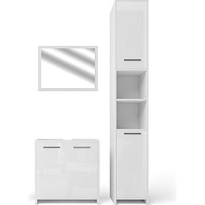 Vicco Badkamermeubelset Kiko, Wit Hoogglans/Wit, 3 delen