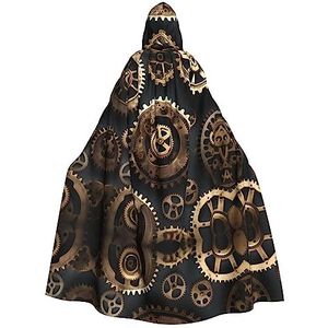 FRESQA Steampunk Gears Unisex Hooded Lange Polyester Cape, Cosplay Kostuums Kerstfeest Vampieren Mantel