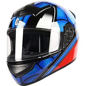 Motorhelm, DOT/ECE goedgekeurde dubbele zonneklep motorfiets integraalhelm Crash Rider Biker Sports I, XXL(B,L(5558cm))