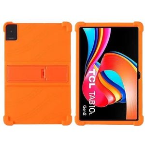 Tablet Case Geschikt for TCL Tab 10L Gen 2 Case 8492A 10.1 ""Tablet PC Siliconen Shockproof Cover met Achter Kickstand(Orange)
