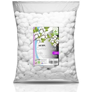 1000 stuks Pack, RE-GEN 100% natuurlijke katoenen wollen ballen gezondheidszorg dressing schoonmaken watten pads | Ideaal voor eerste hulp, gezondheid en schoonheid, persoonlijke verzorging, cosmetica