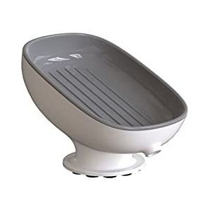 JINGYAN zeepbakjes Super Suction cup Soap Dish with drain water For Bathroom Holder Kitchen Sponge container Supplies(Grey)