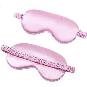 Slaapmasker， Moerbei Zijden Slaapmasker Verduisterend Slaapmasker for Mannen en Vrouwen met Elastische Band Roze