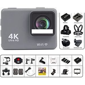Actiecamera, 4K / 60FPS Anti-shake actiecamera met afstandsbediening Scherm Waterdichte sportcamera Drive-recorder(With 64G Card,Action Camera-D)