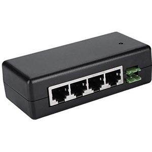 ASHATA 4-poorts Fast Ethernet PoE Switch, DC12V-48V 4-poorts injectoradapter PoE Ethernet voeding injector, 4-poorts Gigabit Switch 10/100Mbps IP camera voeding adapter zwart