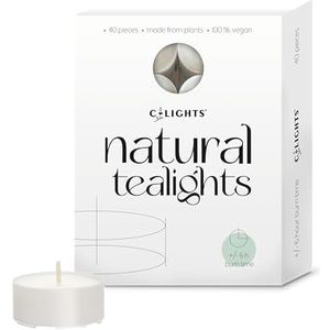 C-lights Natuurlijke Theelichten - 40 Stuks - Vegan - 6 Branduren - 100% Plantaardige Wax & Eco-katoenen Lont