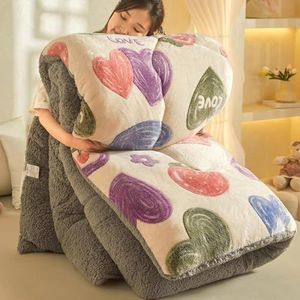 HHDOMLTH Lamsfluwelen stof winter quilt, dikke warme kasjmier dekbed kern, dubbelzijdige dikke ademende winter warme quilt, dekbed geschikt voor thuisgebruik (wit, 220 x 240 cm (5 kg))