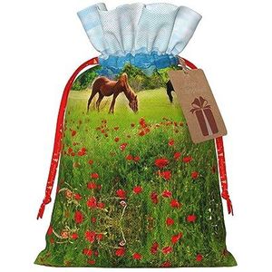Verschillende soorten paarden afdrukken vakantie trekkoord geschenkzakken, inpakzakken zakjes kerstcadeautjes (medium klein)