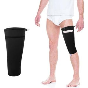 Katheter-beenzakhouder, stoffen katheterhoezen urinebeenzakhouder - verstelbare urinedrainagezak blijft op zijn plaats urinezak (zwart, L)