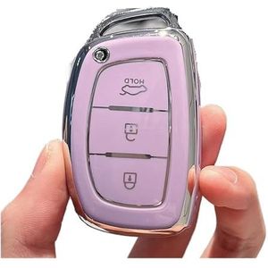 Sleutelbehuizing houder 3 4 Knop TPU Autosleutel Case Voor Hyundai Ix35 I40 I20 I10 Voor Tucson Voor Elantra Voor Creta Voor Sonata Voor Ioniq Smart Remote Fobs Cover Sleutelbehuizing(3A Purple)
