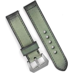 dayeer Vintage lederen horlogeband voor Panerai handgemaakte stiksels vervangende horlogeband (Color : Green, Size : 20mm)