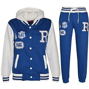 A2Z 4 Kids® Baseball Trainingspak B.B Met Hood Joggers R Mode FOX Contrast Jasje Varsity - B.B Tracksuit Royal 11-12