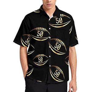 American Football Hawaiiaans shirt voor heren, zomer, strand, casual, korte mouwen, button-down shirts met zak