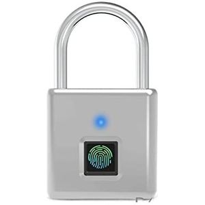 Slim deurslot Keyless entry deurslot USB Oplaadbare Deur Smart Lock Vingerafdruk Hangslot Quick Unlock Zinklegering Metaal Hoge identificatie Veiligheidsslot (Color : P4-SILVERY, Size : L)