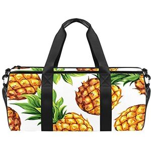 Bananenpatroon reistas sporttas met rugzak draagtas gymtas voor mannen en vrouwen, Tropisch fruit patroon, 45 x 23 x 23 cm / 17.7 x 9 x 9 inch