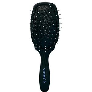 Gimme Haarborstel - Mini reisontklitter borstel voor medium haar met antistatische, hittebestendige en flexibele nylon borstelharen - haargereedschap voor vrouwen, tieners en meisjes, zwart