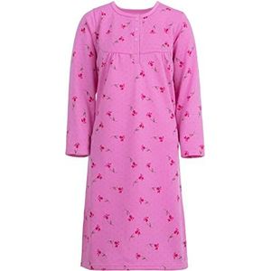 Romesa Lucky Thermo nachthemd voor dames, lange mouwen, bloemenprint, herfst en winter, roze, XL