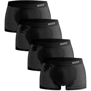 BOXR Underwear, Bamboe onderbroeken, set van 4, zacht, ademend, perfecte pasvorm, voor heren (S, 3XL), zwart, M
