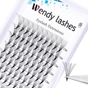 Russian Lashes 10D 0.07mm D Curl 13mm Length Short Stem Pre-made Fans Premade Russian Volume Lashes Volume Lashes Eyelash Extensions (10d-0.07-d-13)