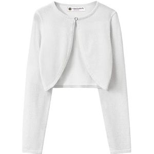 BlackButterfly Kinderen Lang Mouw Sprankelend Vest kinder Meisjes Bolero Shrug (Lichtzilver, 5-6 jaar)