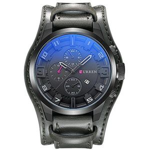 CURREN 8225 Mannen Horloge Merk Militaire Quartz Lederen Horloge Sport Mannelijke Zwarte Klok