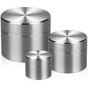 LENWISYF Geurdichte Blik, Afsluitbare Doos Rvs Blikken Met Deksel Theebladbus Container Blik Voor Thuiskantoor Mini Draagbare Doos Voor Pillen, Kruiden En Specerijen (S+M+L)