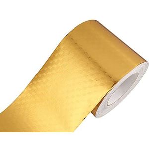 Behangrand Zelfklevende PVC wand- en plafondrandstrip, 5 m, veelkleurig, diverse maten, x(Gold Checker,8cm(W) X5m(L))