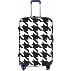 IguaTu Houndstooth Zwarte Bagagehoes, Trolley Koffer Beschermende Elastische Cover, Anti-Kras Bagage Cover, Past 45-70 cm Bagage, Wit, XL