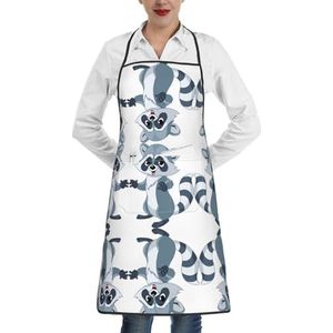 ZhaoYuGoods Schorten met schattig varkenspatroon met zakken voor vrouwen, stijlvolle kookschorten voor keuken, tuinieren, salon, ideale print schort, Schattige wasbeer, Eén maat