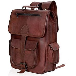 Geitenleer handgemaakte vintagestijl 2-in-1 rugzak / college / reizen / ME, bruin (bruin) - 2D-1XGK-KP4E