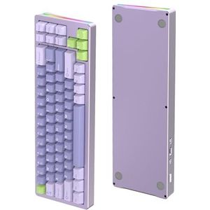 ATTACK SHARK M71 CNC aluminium op maat gemaakt mechanisch gaming-toetsenbord,Tri-Mode-BT5.0/2.4G draadloos/bekabeld,4600 mAh oplaadbaar,68% Hotswap Gasket,Chroma RGB-verlichting voor MAC&WIN-Lavendel