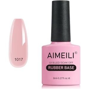 AIMEILI 5 in 1 Rubber Base Gel Gellak Base Coat, Soak Off Builder Gel voor UV LED Nagel Versteviging Rubberbase voor Nail Enhancers Nail Rhinestones Lijm - 8ml(1017)