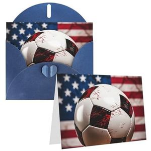 Wenskaarten Voetbal op Amerikaanse vlag achtergrond bedankkaarten met enveloppen gelukkige verjaardagskaart 10 x 15 cm Minimalistisch ontwerp bedankt notities voor alle gelegenheden verjaardag bedankt