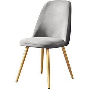 GEIRONV 1 stks eetkamer stoel, moderne flanel met metalen poten keuken stoelen thuis woonkamer lounge teller stoelen Eetstoelen (Color : Light gray)