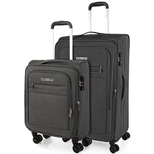 JASLEN - EVA Koffer Set - Soft Koffers Set - Stevige Kofferset 2 Stuks - Suitcase Set. Set van 2 Trolley Koffers (Handbagage Koffer en Middelgrote Koffer). Trolleys Kofferset Delige, Antraciet