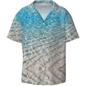TyEdee Clear Sea Water Print Heren Korte Mouw Jurk Shirts met Pocket Casual Button Down Shirts Business Shirt, Zwart, L