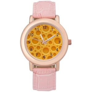 Gele Kaas Klassieke Horloges voor Vrouwen Gemakkelijk Lezen Mode Grappig Grafisch Horloge Gift voor Werk Workout