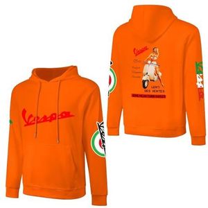 LWZYMX Ve-spa Katoenen Hoodie Pullover Heren Lange Mouw Sweatshirt Met Zak Voor Mannen Zachte Zwarte Hoody Basic Casual Fans Merch, Medium Oranje stijl, L