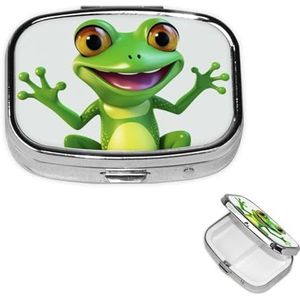 Pillendoosje Kleine Pillendoosje voor Pocket & Portemonnee Pil Organizer Draagbare Pillencontainer Leuke Geneeskunde Organizer Groene Kikker Reizen Pillendoos voor Vitamine Visolie Supplementen