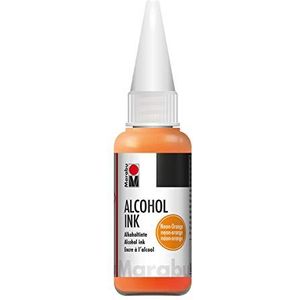 Marabu 12160059324 Alcohol Ink neon oranje, 20 ml, alcoholinkt, voor vloeistof, hars art en epoxyhars, voor niet-absorberende ondergronden, gecoat speciaal papier, metaal, keramiek en glas